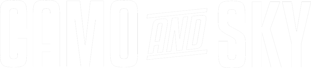 Camo and Sky Logo - White Text