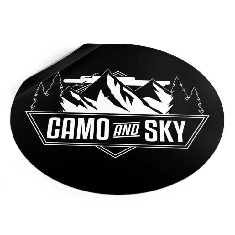 Camo and Sky Color Sticker Logo - White on Black Background - Image 2