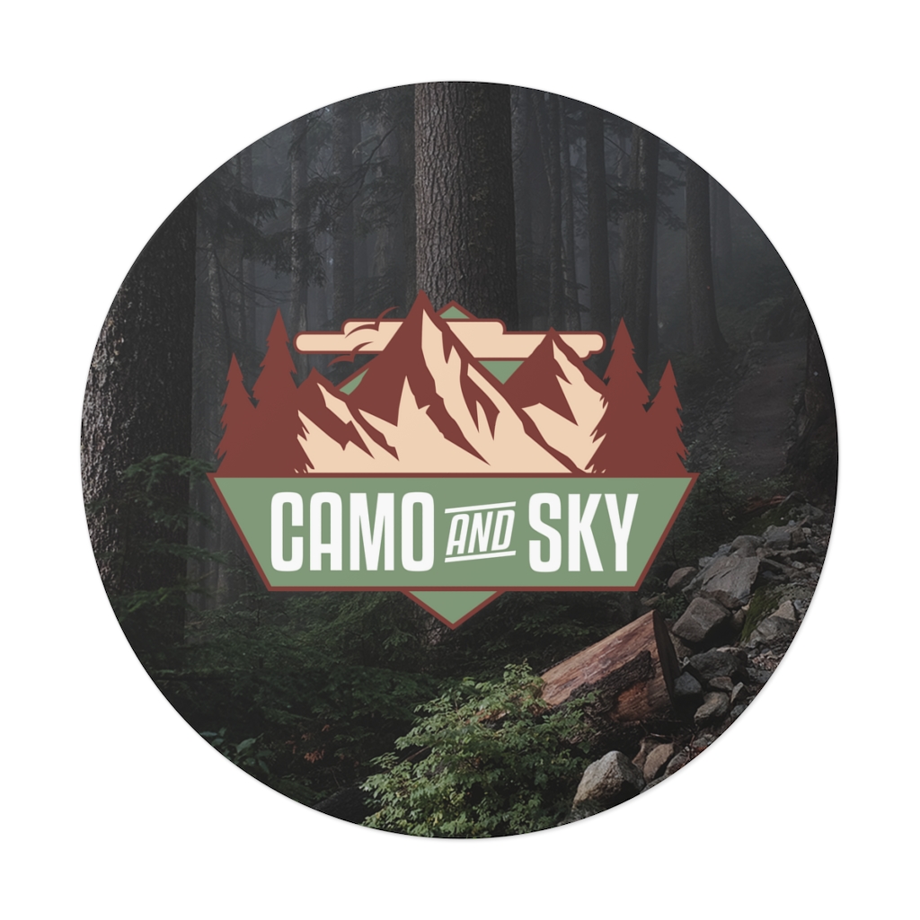 Camo and Sky Color Sticker Logo W/ Background